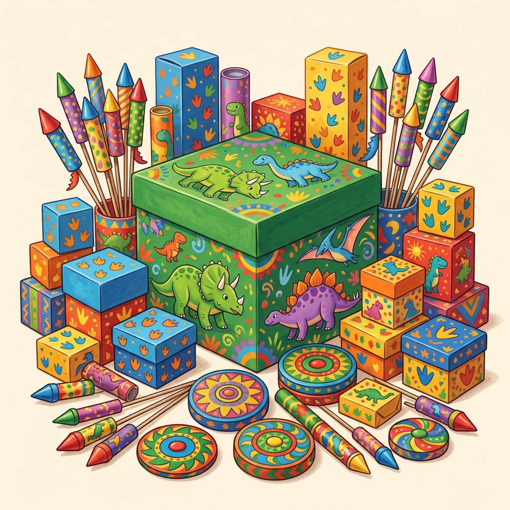 Dino gift pack — illustrative assortment